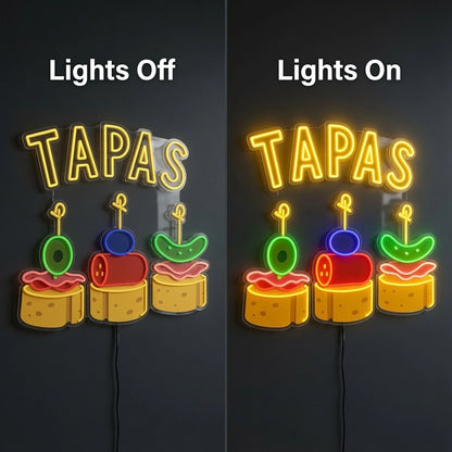 Tapas Wall Decor LED Neon Sign - 06 Day Night Comparison