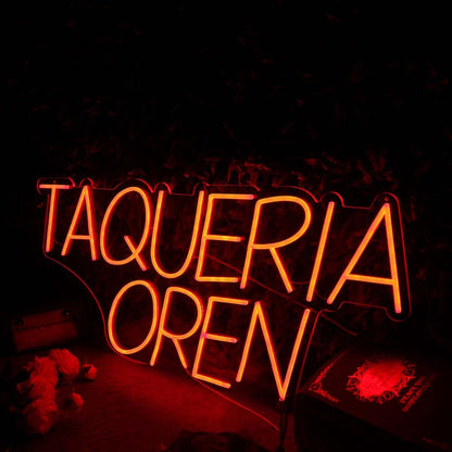 Taqueria Open Orange Neon Sign For Mexican Restaurants | Shineneon