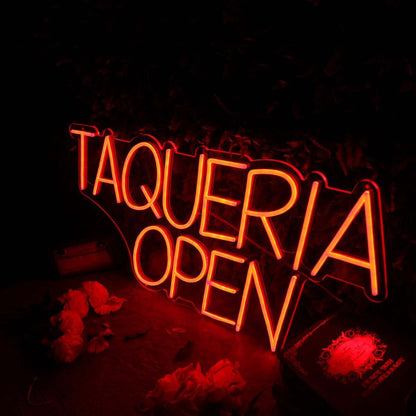 Taqueria Open Orange Neon Sign For Mexican Restaurants | Shineneon
