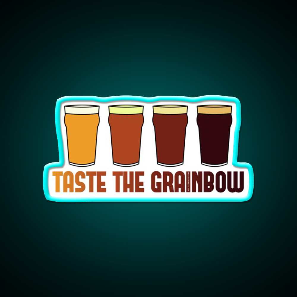 Taste The Grainbow Beer Bar Decor Led Neon Sign Rgb Color - Size and dimension reference