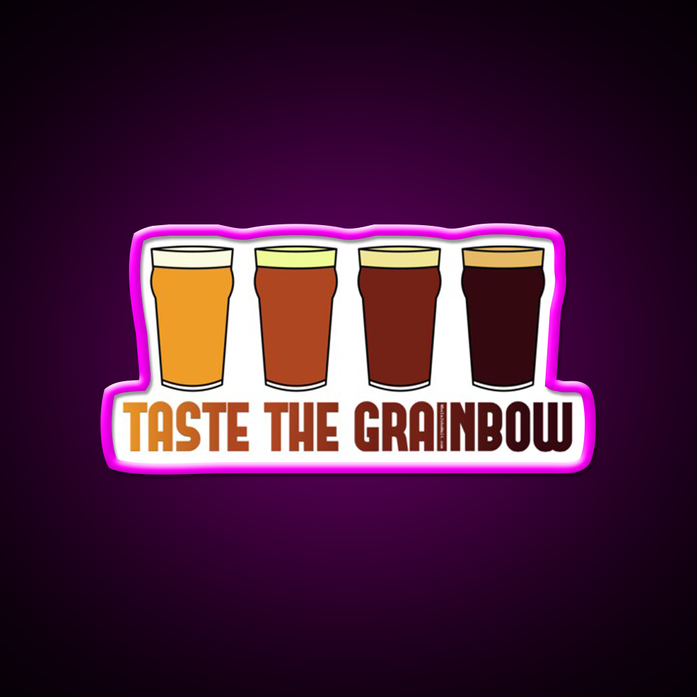 Taste The Grainbow Beer Bar Decor Led Neon Sign Rgb Color - Neon sign mounted on wall in room