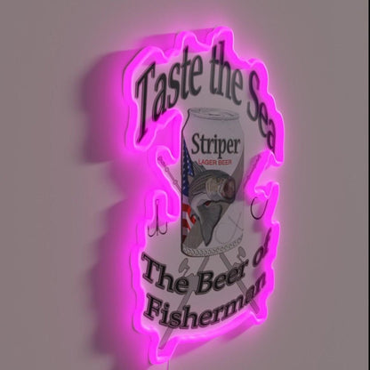 Taste The Sea Striped Bass Rgb Led Neon Sign - Shineneon