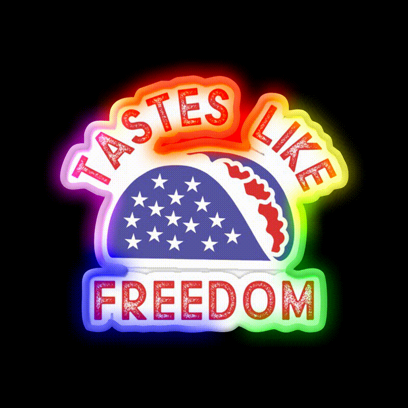 Tastes Like Freedom Taco Led Neon Sign Mexican Food Sign Rgb Color - LED neon sign close-up detail