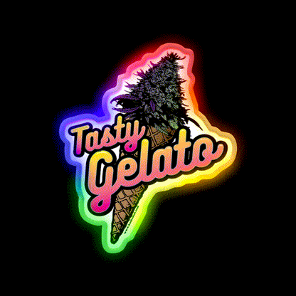 Tasty Gelato Strain Art Hemp Inspired Green Leaf Led Neon Sign Rgb Color - LED neon sign close-up detail