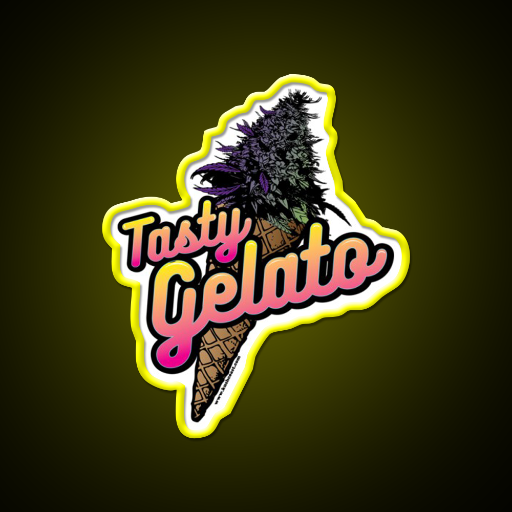 Tasty Gelato Strain Art Hemp Inspired Green Leaf Led Neon Sign Rgb Color - LED neon sign view 7