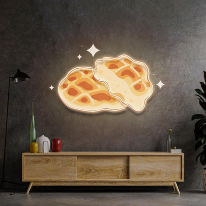 Tasty Waffle Cartoon Uv Printed Led Neon Sign For Cozy Home Living Room Decor | Shineneon