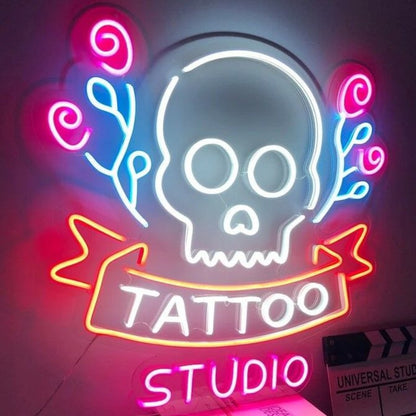 Tattoo And Skull Led Neon Sign For Tattoo Studios | Shineneon