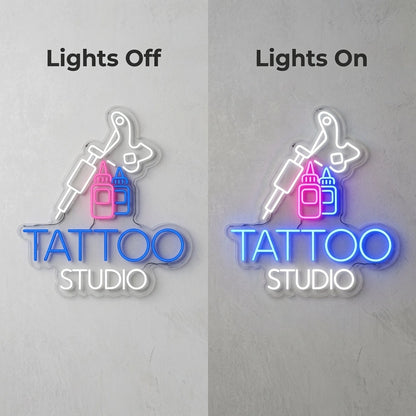 Tattoo Business LED Neon Sign - 06 Day Night Comparison