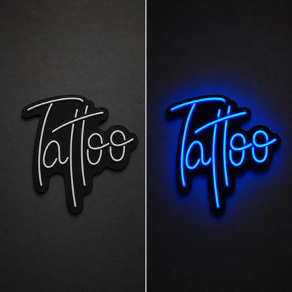 Tattoo LED Neon Sign Garage Man Cave Neon Sign day and night comparison
