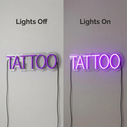 Tattoo LED Neon Sign Wall Neon Sign - 06 Day Night Comparison