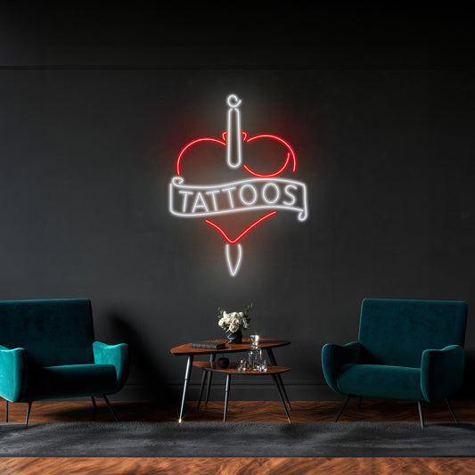 Tattoo Led Sign Wall Decor Vertical Tattoo Led Sign