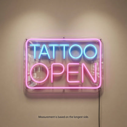 Tattoo Open LED Neon Sign - 04 Size Image