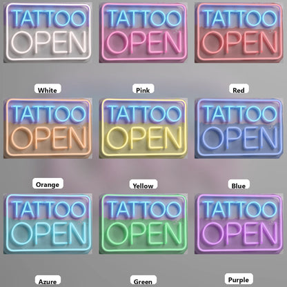 Tattoo Open LED Neon Sign - 05 Color Grid