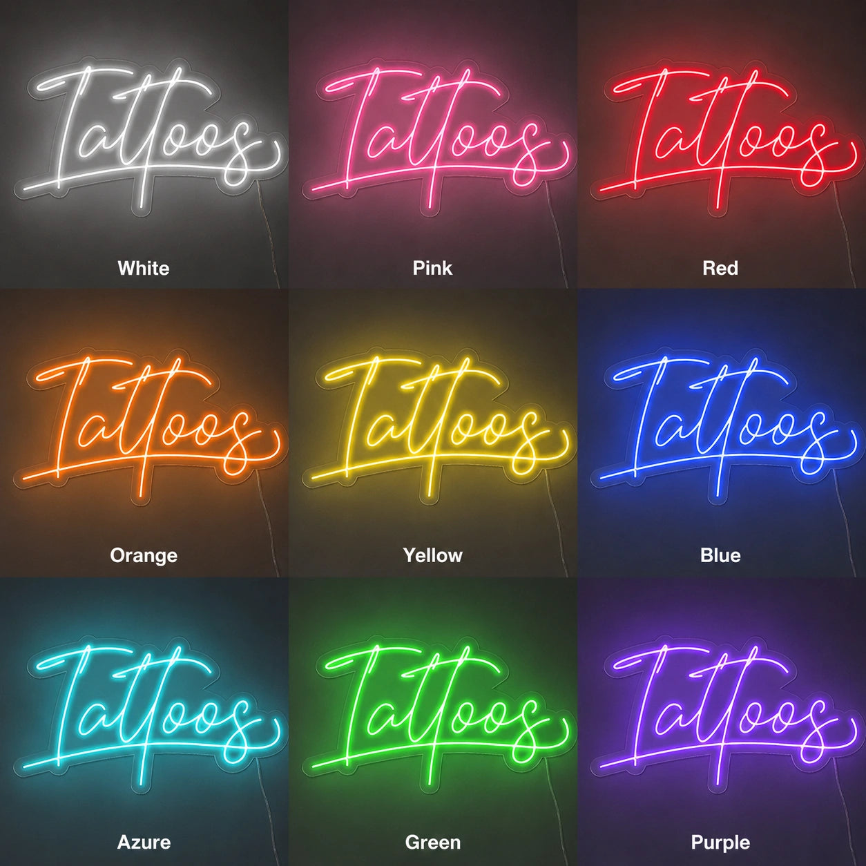 Tattoo Parlor Wall Neon Sign LED Neon Sign color grid