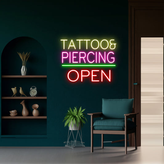 Tattoo Piercing Open Led Neon Sign