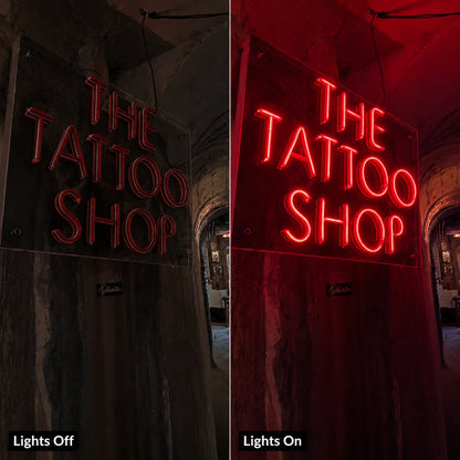 Tattoo Shop Wall Neon Sign LED Neon Sign day and night comparison