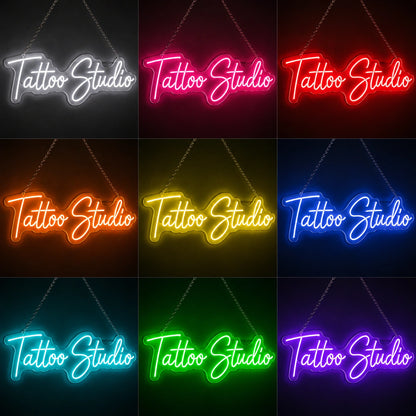 Tattoo Studio Script Neon Sign LED Neon Sign color grid