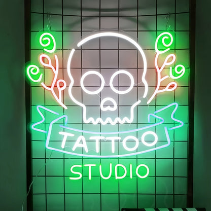 Tattoo Studio Skull Add A Touch Of Neon Edginess To Your Space | Shineneon