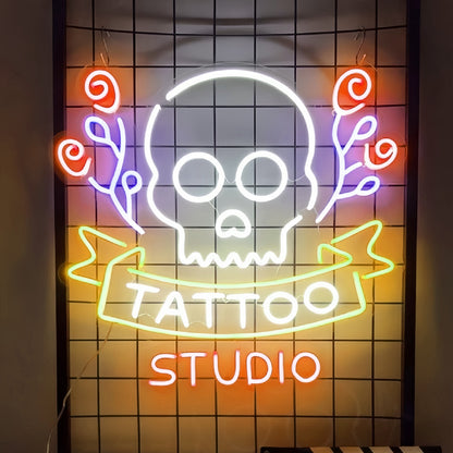 Tattoo Studio Skull Add A Touch Of Neon Edginess To Your Space | Shineneon