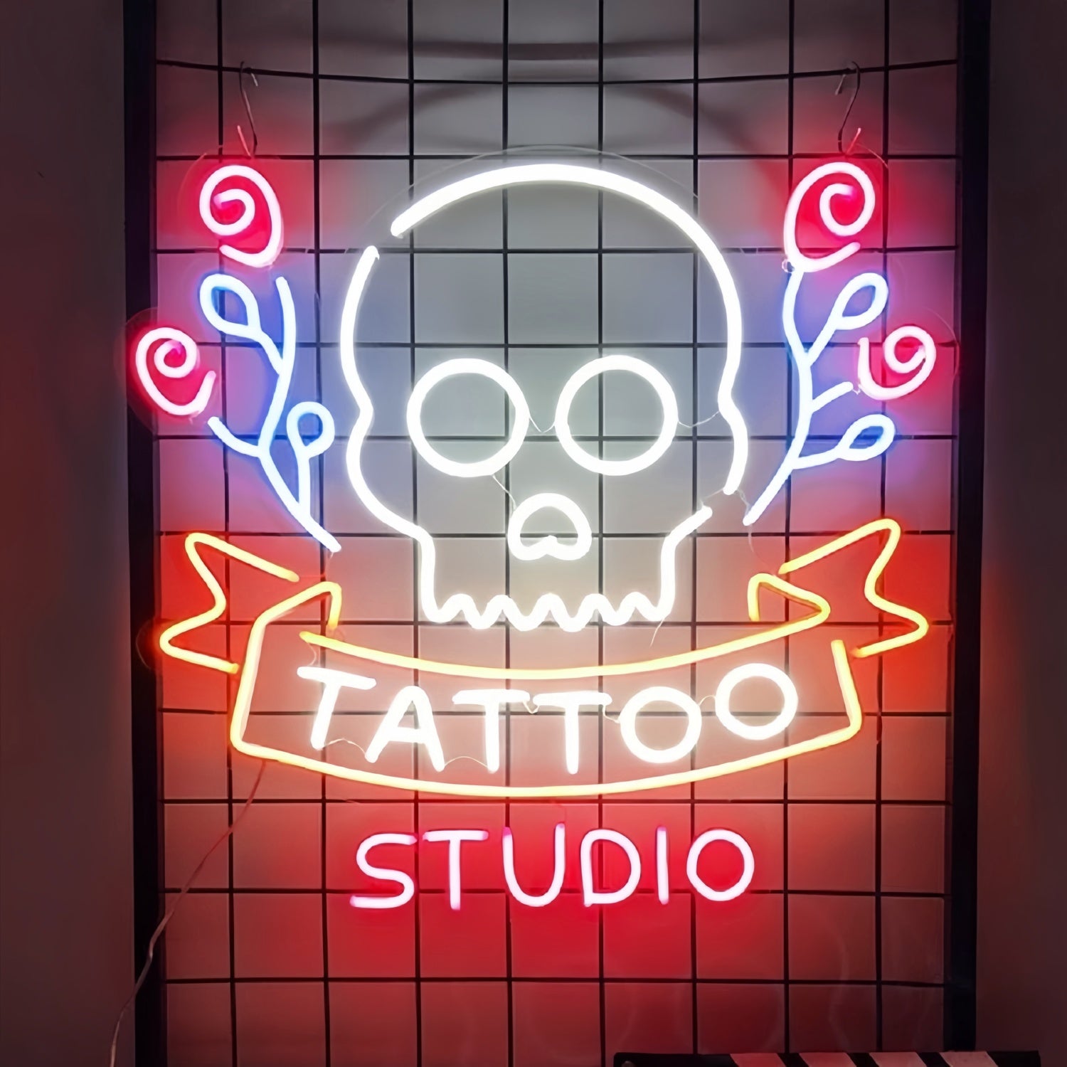 Tattoo Studio Skull Add A Touch Of Neon Edginess To Your Space | Shineneon