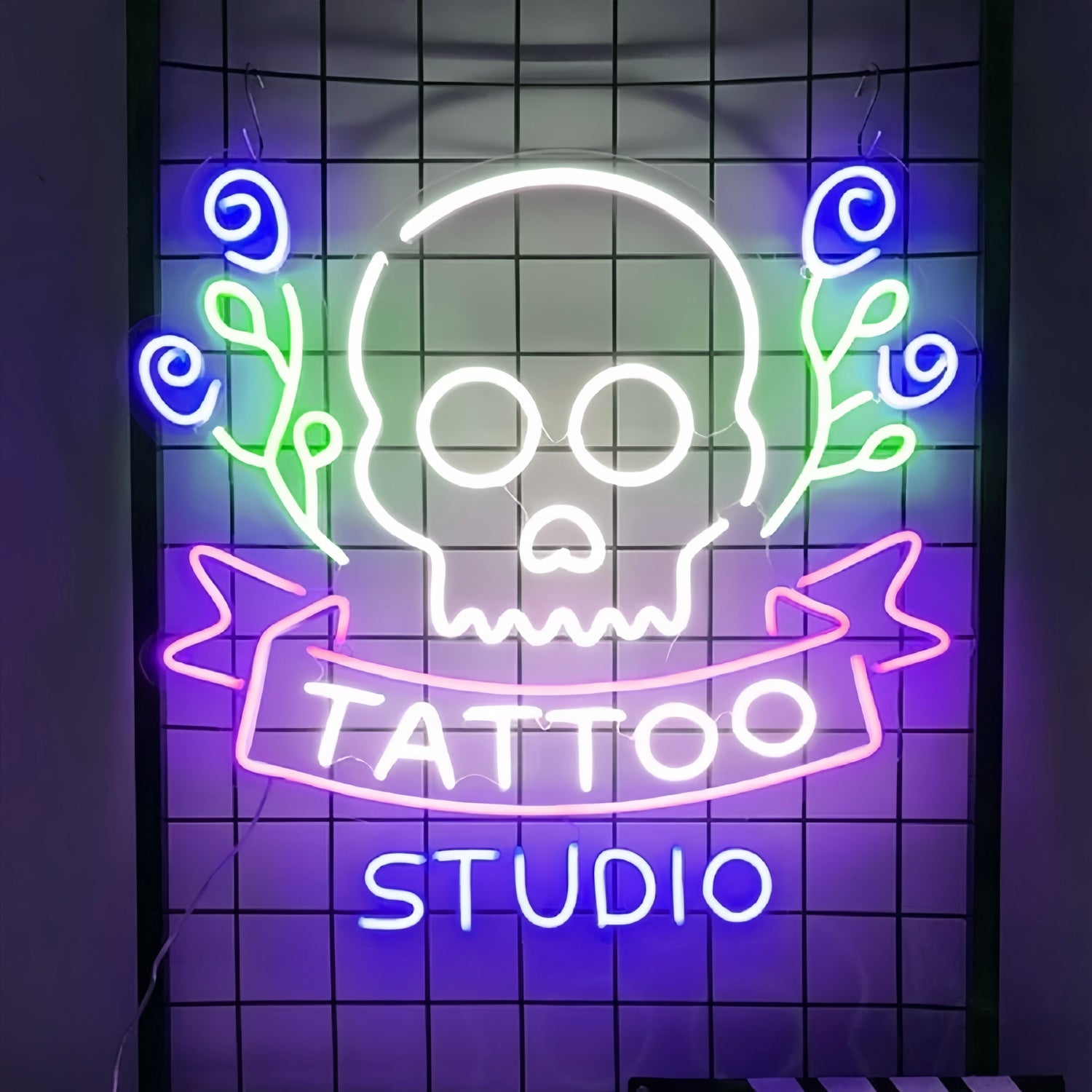 Tattoo Studio Skull Add A Touch Of Neon Edginess To Your Space | Shineneon