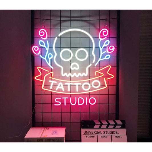 Tattoo Studio Skull Led Sign Business Neon Sign