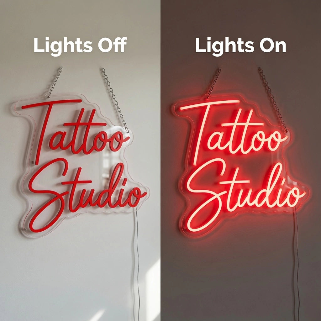 Tattoo Studio Wall Decor LED Neon Sign - 06 Day Night Comparison