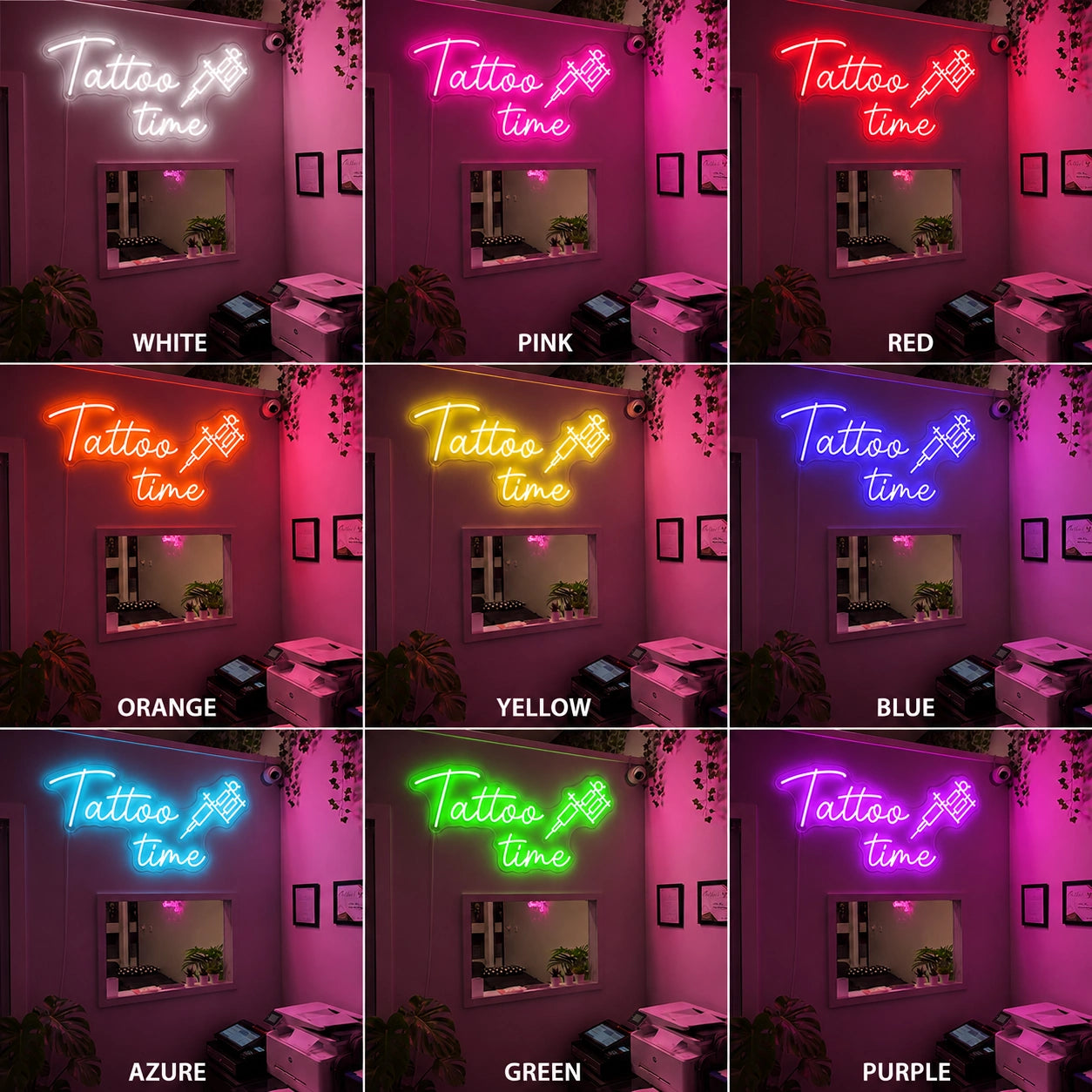 Tattoo Time LED Neon Sign - 05 Color Grid
