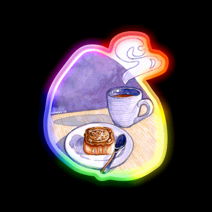 Tea And Mooncake Snack Food Led Neon Sign Rgb Color - LED neon sign close-up detail