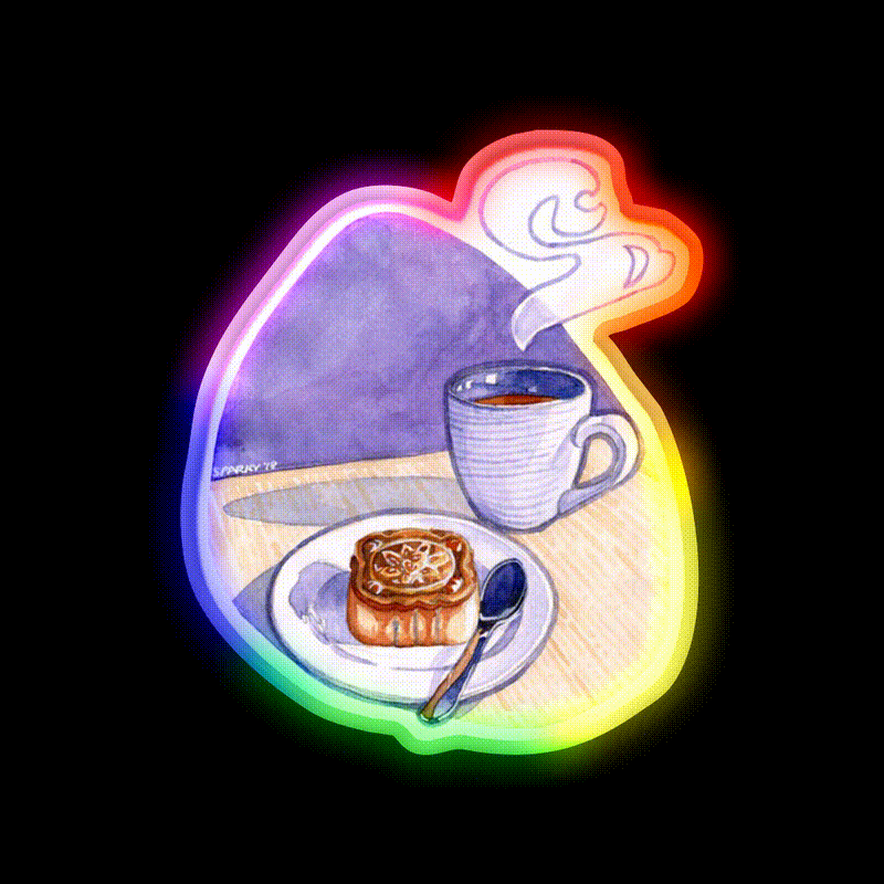 Tea And Mooncake Snack Food Led Neon Sign Rgb Color - LED neon sign close-up detail