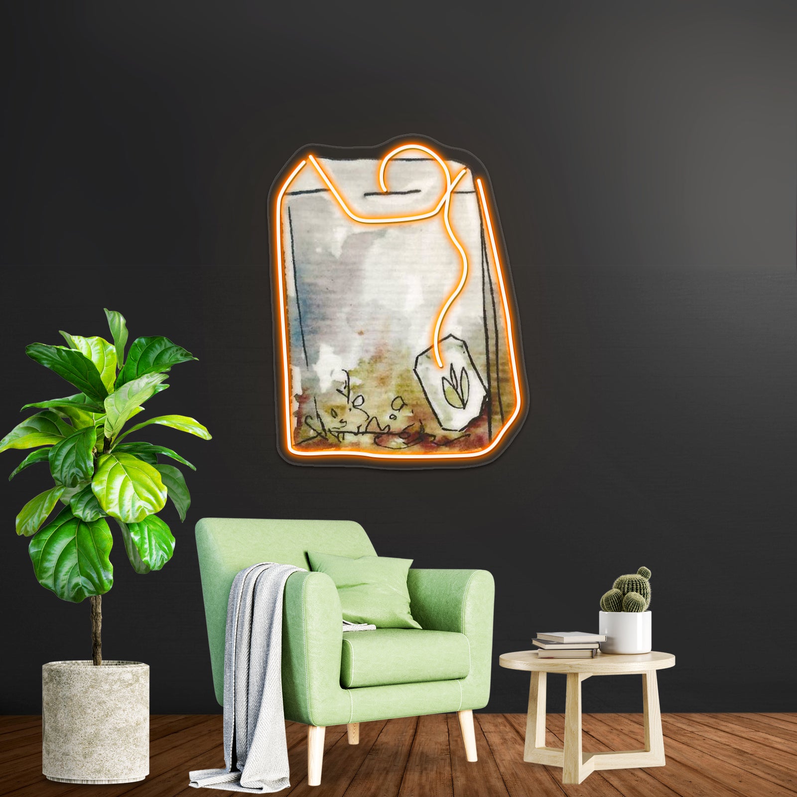 Tea Bag Neon Sign Artwork For Neon Sign Wall Art | Shineneon