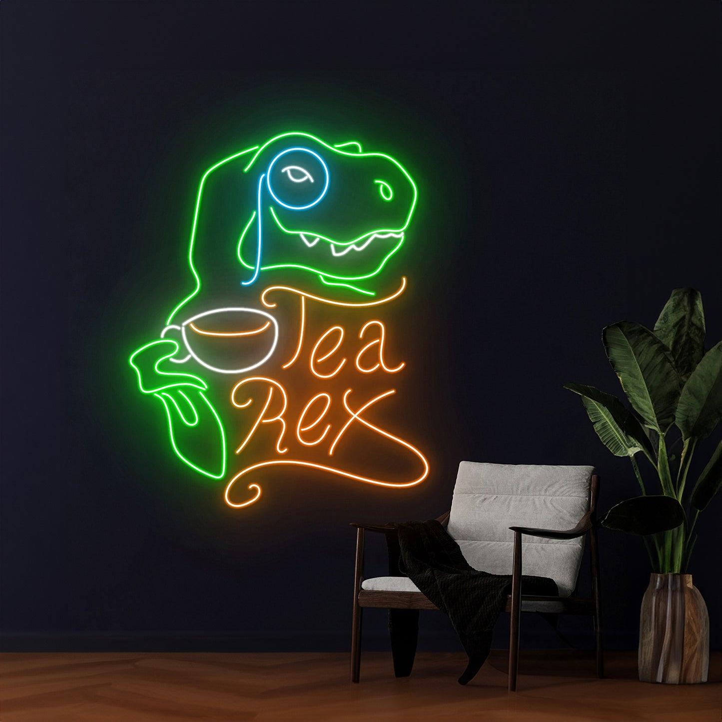 Tea Rex Dinosaur Neon Sign Coffee Led Light