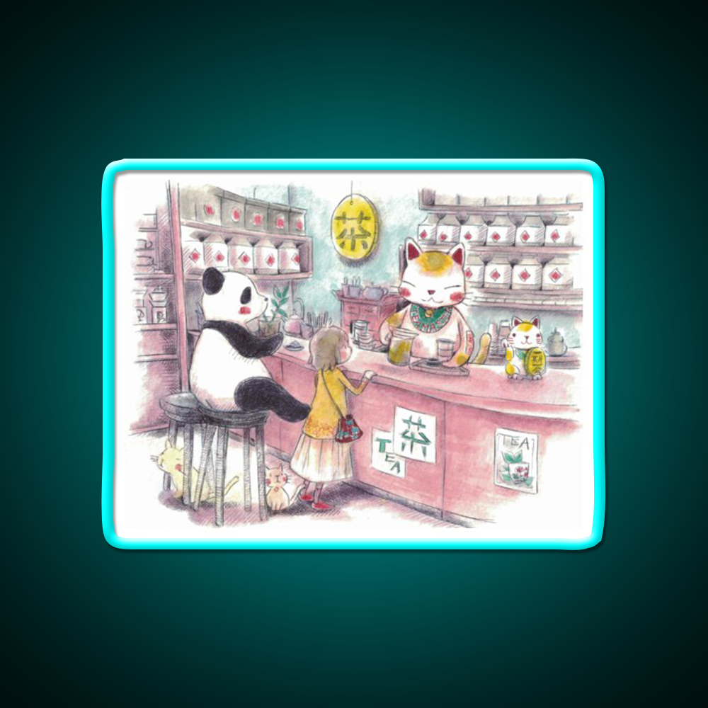 Tea Shop Asian Cultural Led Neon Sign Rgb Color - Size and dimension reference