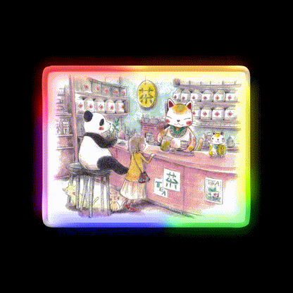 Tea Shop Asian Cultural Led Neon Sign Rgb Color - LED neon sign close-up detail