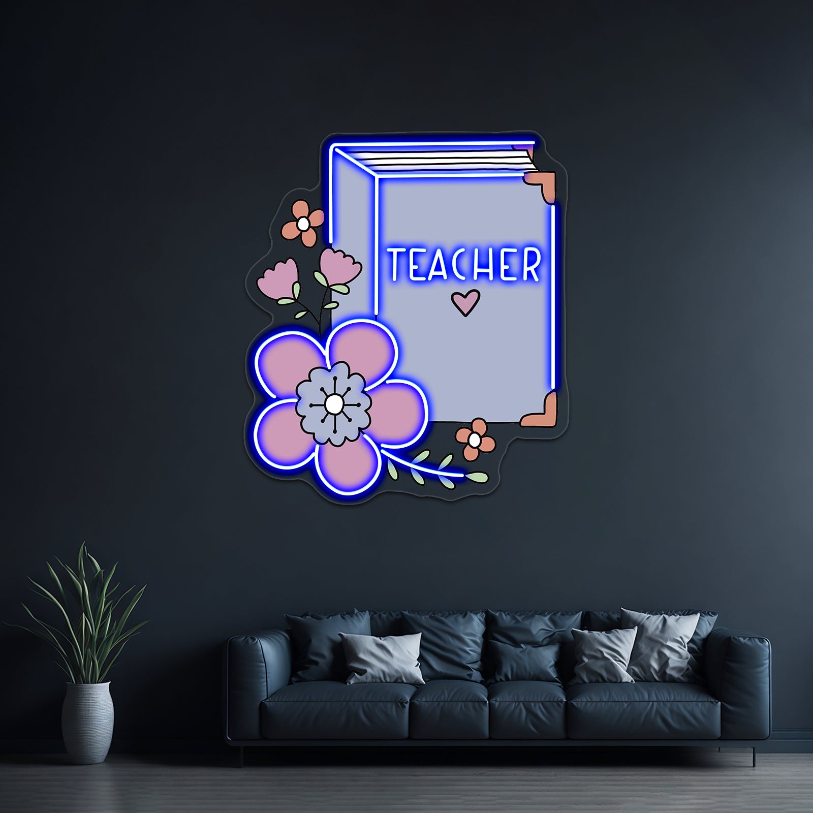 Teacher Floral Book Neon Sign Artwork For Bar Neon Signs | Shineneon