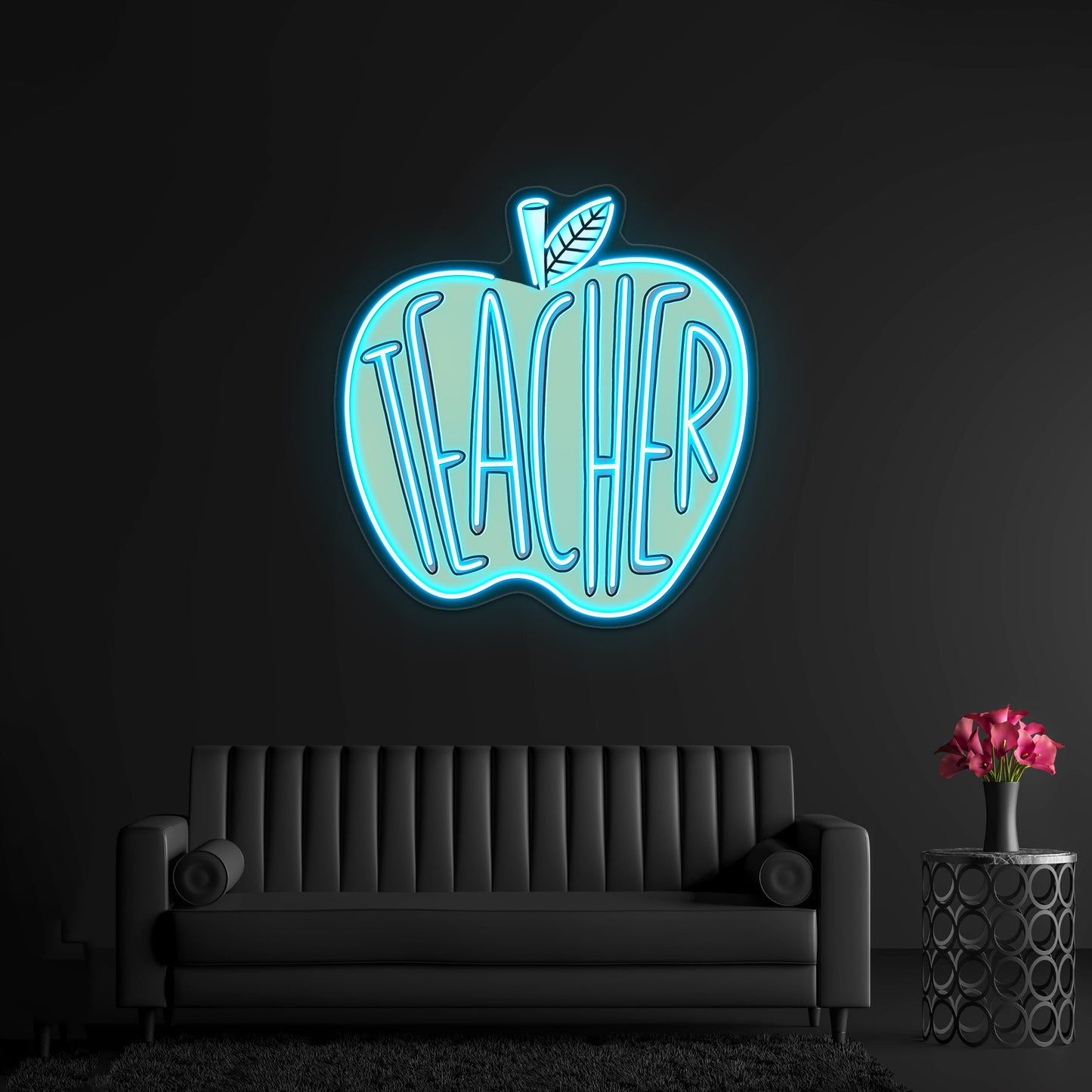 Teacher Green Apple Neon Sign Artwork For Personalized Neon Signs