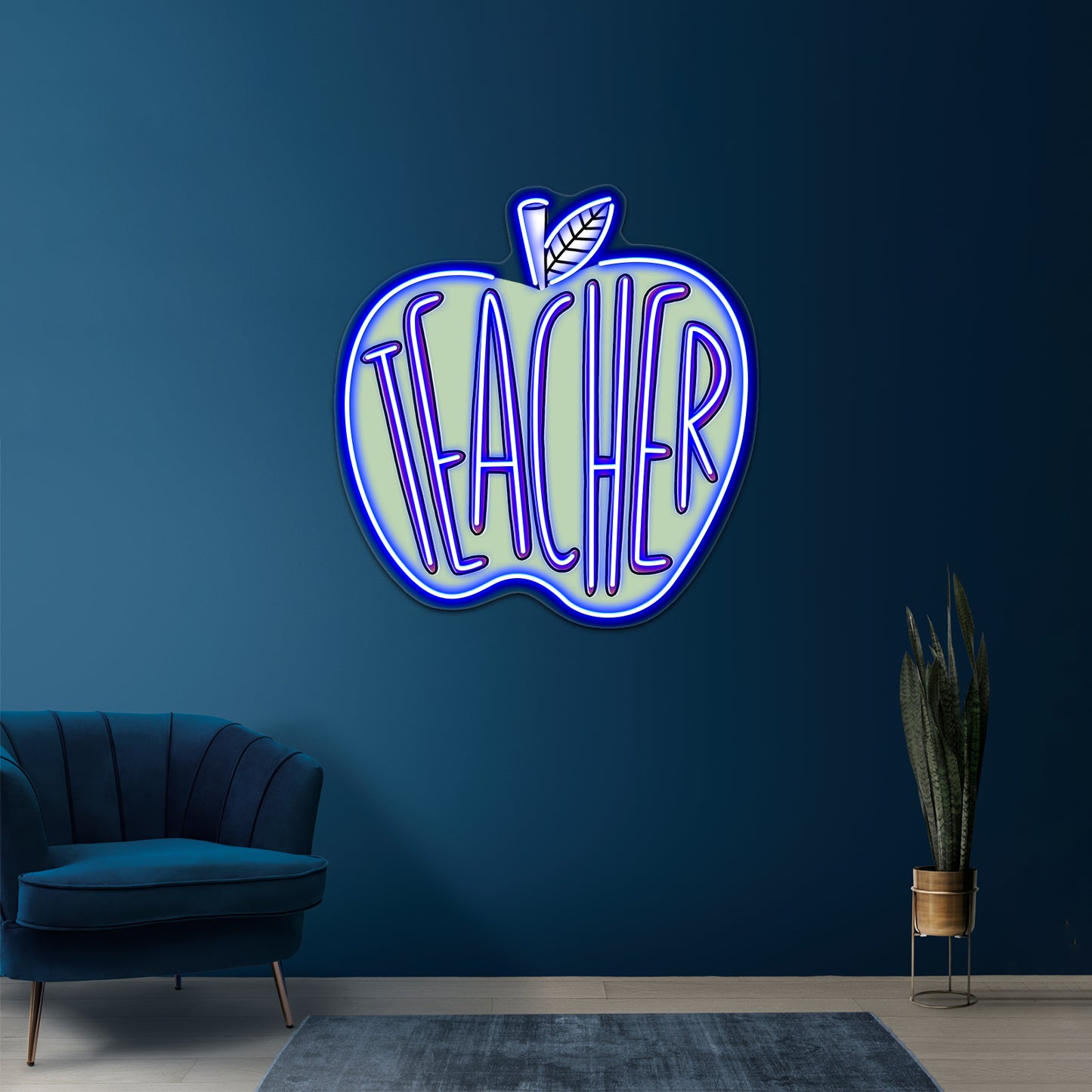 Teacher Green Apple Neon Sign Artwork For Personalized Neon Signs