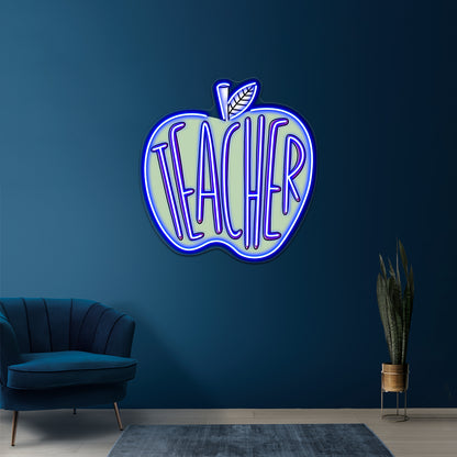 Teacher Green Apple Neon Sign Artwork For Personalized Neon Signs