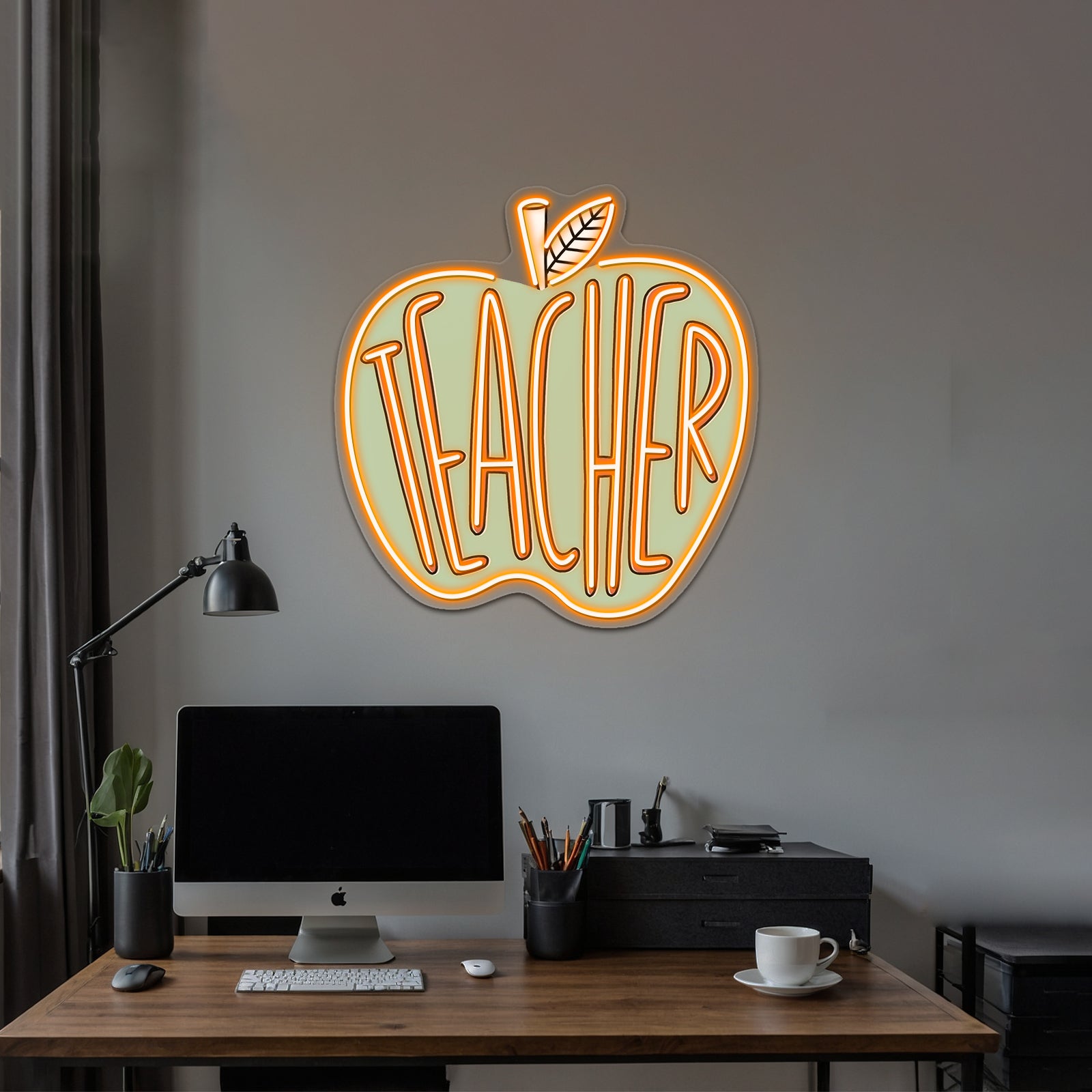 Teacher Green Apple Neon Sign Artwork For Personalized Neon Signs | Shineneon