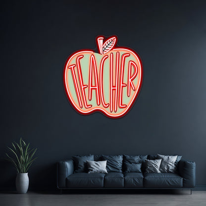 Teacher Green Apple Neon Sign Artwork For Personalized Neon Signs