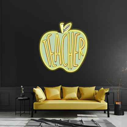 Teacher Green Apple Neon Sign Artwork For Personalized Neon Signs