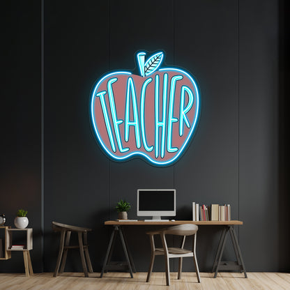 Teacher Red Apple Neon Sign Artwork For Led Signs For Room