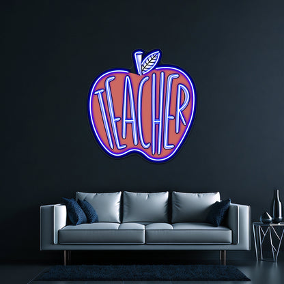 Teacher Red Apple Neon Sign Artwork For Led Signs For Room