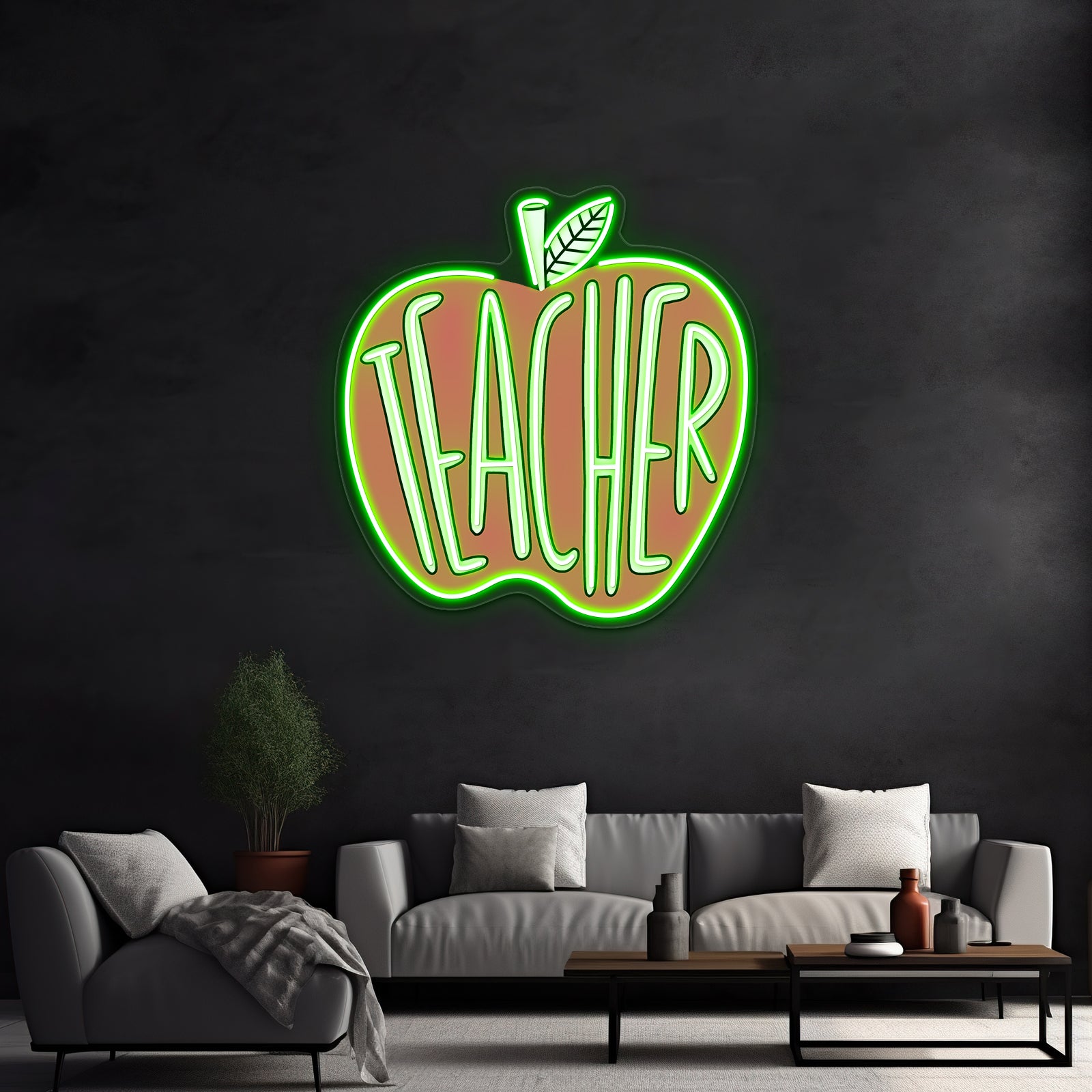 Teacher Red Apple Neon Sign Artwork For Led Signs For Room | Shineneon