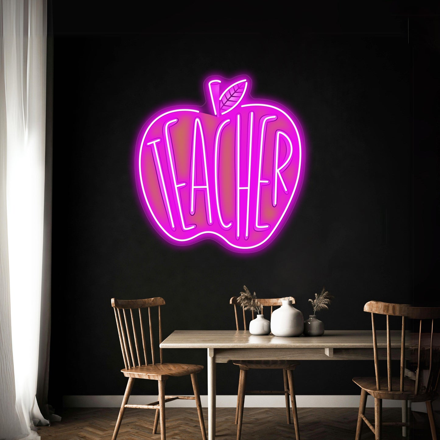 Teacher Red Apple Neon Sign Artwork For Led Signs For Room