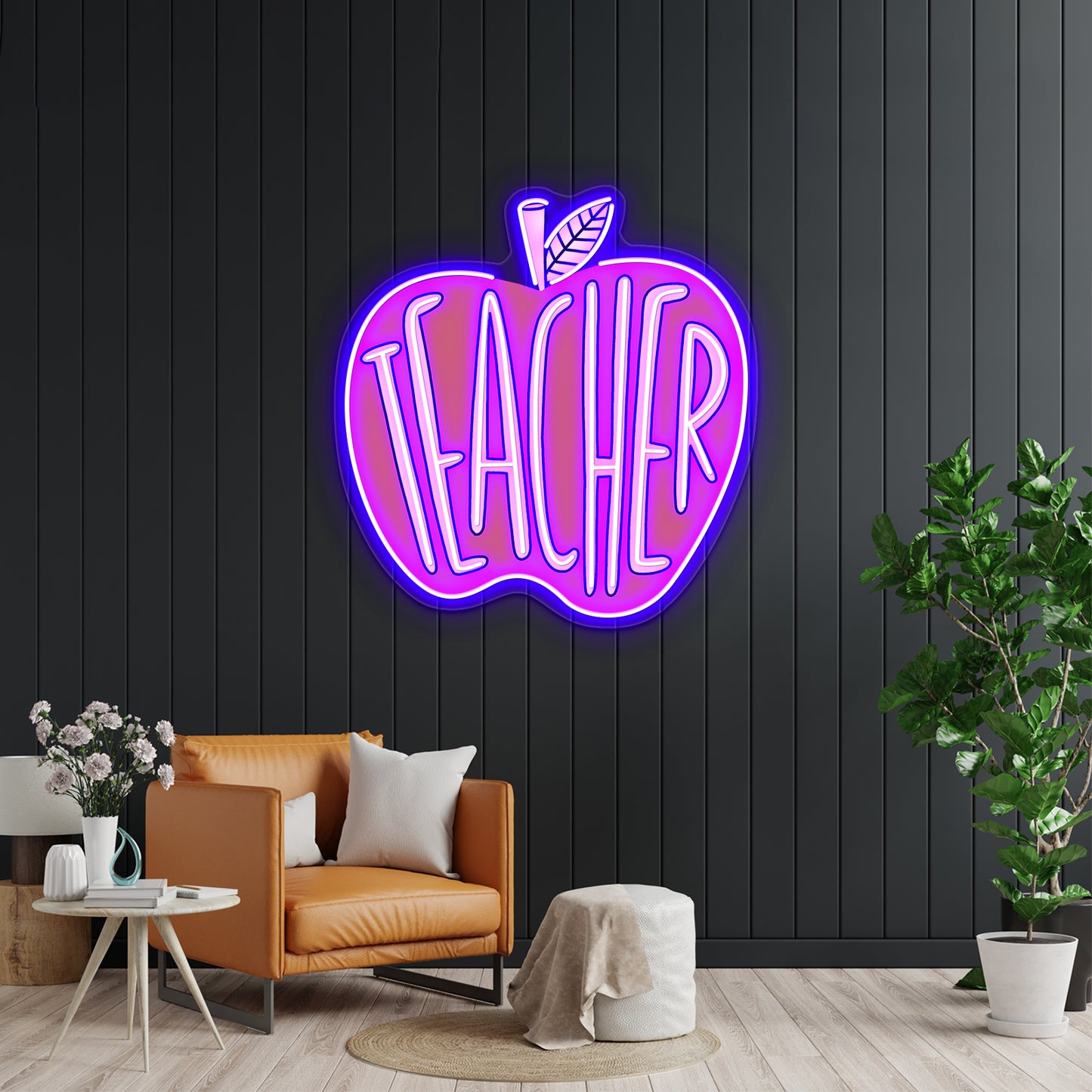 Teacher Red Apple Neon Sign Artwork For Led Signs For Room