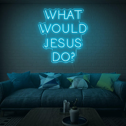Teal Blue What Would Jesus Do Led Neon Sign For Modern Home Decor | Shineneon