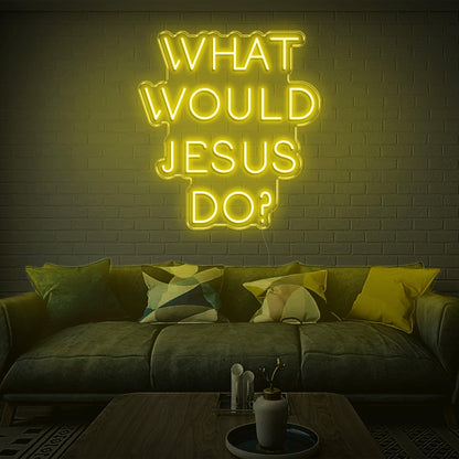 Teal Blue What Would Jesus Do Led Neon Sign For Modern Home Decor | Shineneon