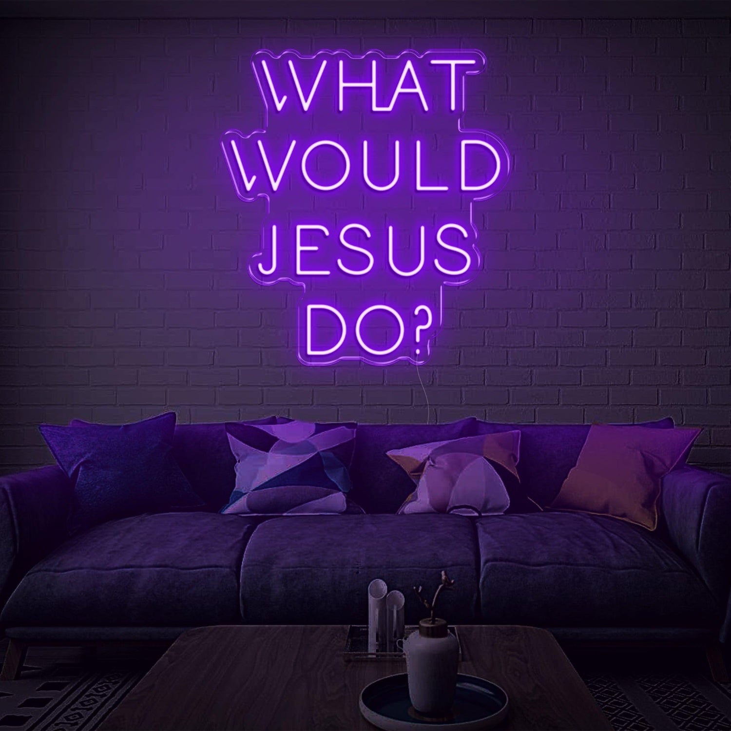 Teal Blue What Would Jesus Do Led Neon Sign For Modern Home Decor | Shineneon