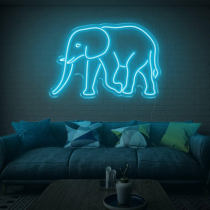 Teal Elephant Led Neon Sign For Living Room Wall Art | Shineneon